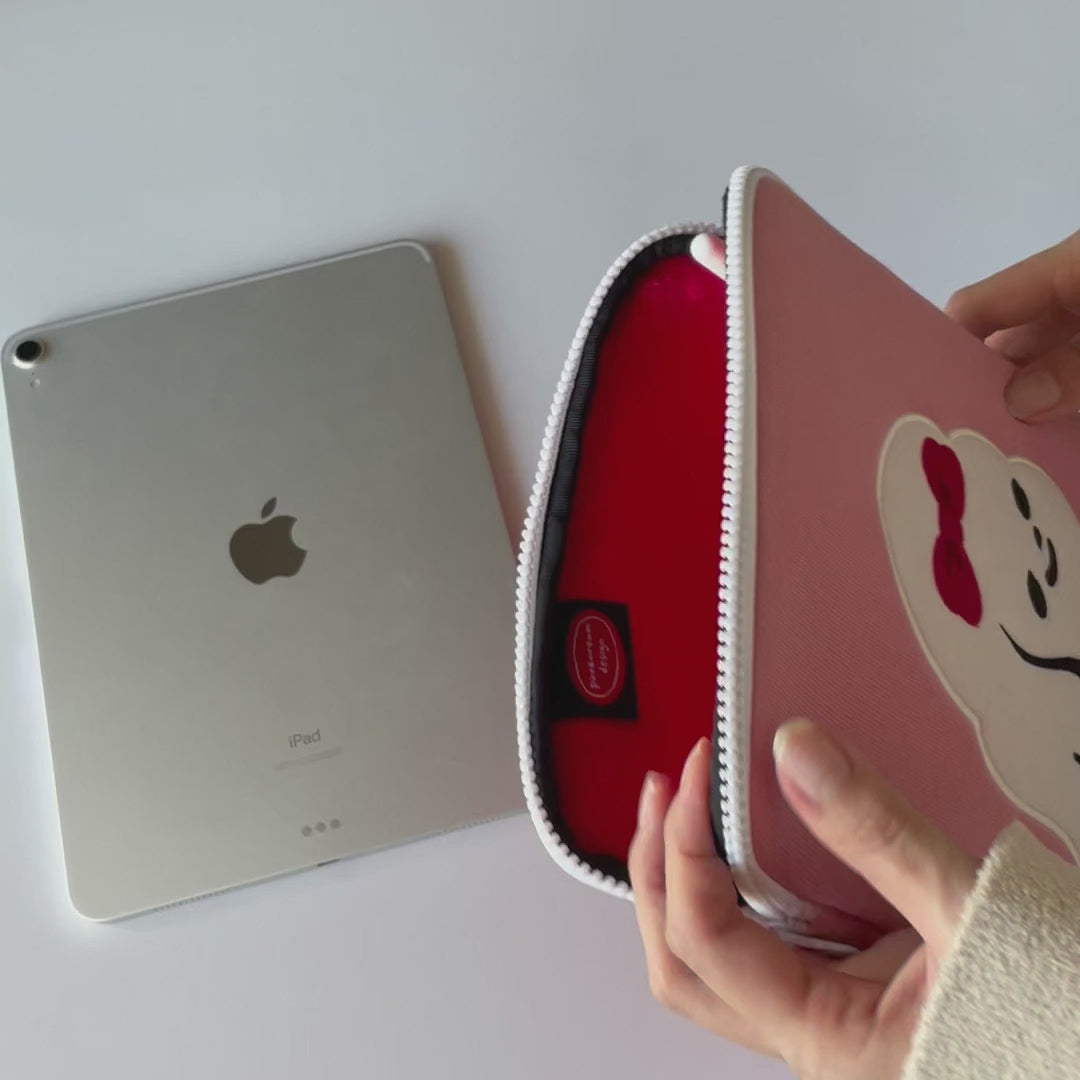 ピンクのかわいい韓国iPad・タブレットケース リボン 11インチ