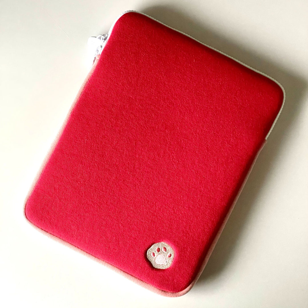 白いマルチーズがかわいいピンクの韓国PC・タブレットケース リボン 13インチ pureureumdesign