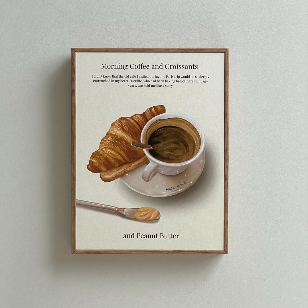 Rosemary Hill Croissants art クロワッサンとピーナッツバター フレーム付きアート