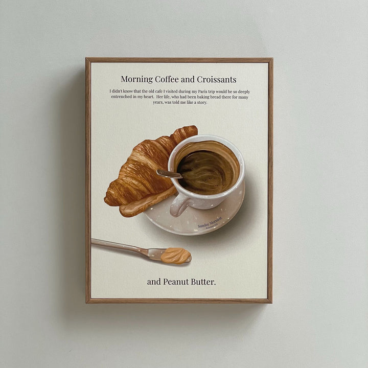 Rosemary Hill Croissants art クロワッサンとピーナッツバター フレーム付きアート