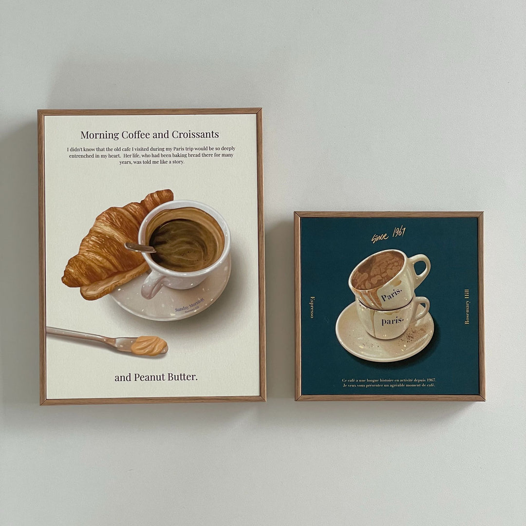 Rosemary Hill Croissants art クロワッサンとピーナッツバター フレーム付きアート