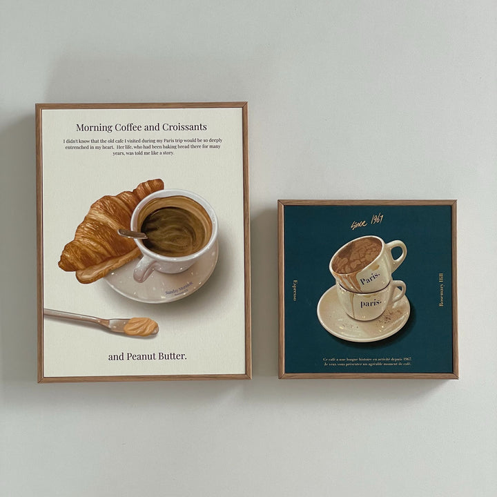 Rosemary Hill Croissants art クロワッサンとピーナッツバター フレーム付きアート